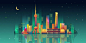 上海地标东方明珠塔渐变城市夜景 中国