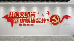 简约红色巾帼文明岗党建文化墙主题形象墙