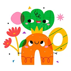 卡通创意趣味多巴胺儿童几何图形小怪兽图案插画海报ai设计素材-淘宝网