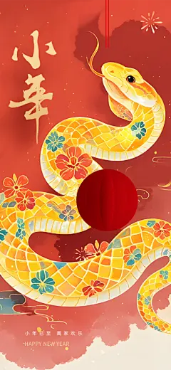节日庆贺小年过节年味宣传红色海报