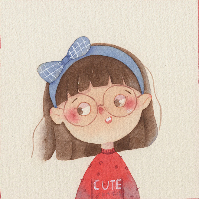 水彩手绘女生小头像