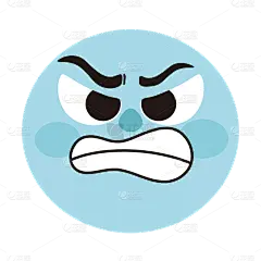 手绘-圆点表情包贴纸SVG-愤怒