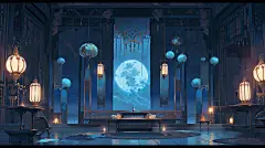 AI古风宫殿场景素材 室内场景建筑设计参考 影视游戏概念背景插画-淘宝网
