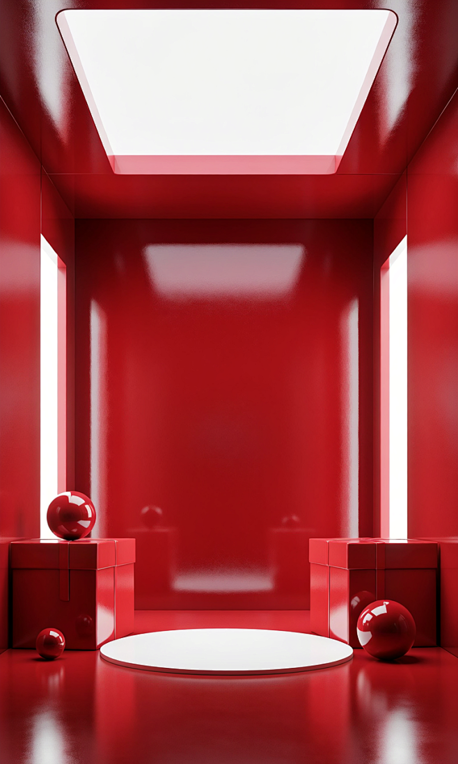  展台素材 底座素材 红色场景 C4D红...