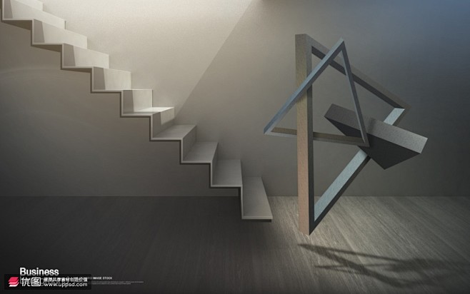 虚拟空间楼梯空间几何图形科技空间合成海报...