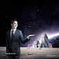 商务男士夜空科技未来月球金融大门海报PSD素材