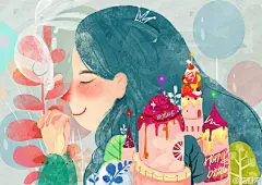 花的种子，已经含苞，生日该是绽开的一瞬，祝今天过生日的宝宝，生日快乐。(via @菡清儿Hiker插画 )