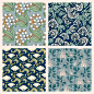 Art nouveau flower vector pattern collection design resource