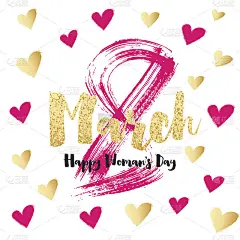 3月8日心形复古贺卡。