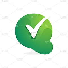 绿色Q字母标志，里面有勾号。