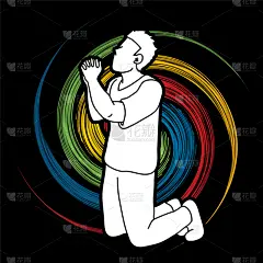 跪着,神,分离着色,人,男人,祈祷,谢谢,坐,爱