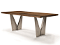 Rectangular metal and walnut table LEONARDO L640N/180L | 桌子 by Arte Brotto