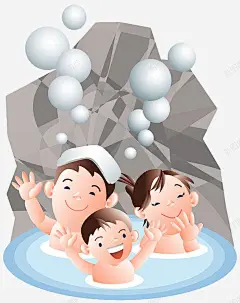 冬季温泉卡通插画高清素材 页面 设计图片 免费下载 页面网页 平面电商 创意素材 png素材