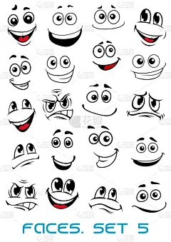 具有不同表情的卡通脸