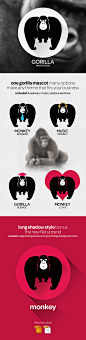 Monkey and Gorilla logo template Vector : A set of 7 Gorilla and Monkey logos with different themes. Love, music, business, security and more...