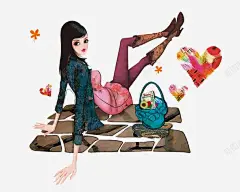 手绘西方女孩西方美女图案高清素材 页面 设计图片 免费下载 页面网页 平面电商 创意素材 png素材