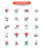 Flat Line Color Icons- Valentines : Set of Modern Flat Line icon Concept of Valentines day use in Web Project and Applications