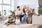Big family spending time together at home