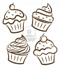 cupcake and yoghurt doodle Stock Photo