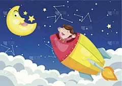 月亮之夜的天空火箭
