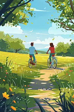 创作蓝天春游清明节图片插画图