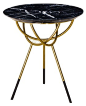 Atlas Brass End Table  Transitional, MidCentury  Modern, Metal, Stone, Side  End Table by Avram Rusu Studio