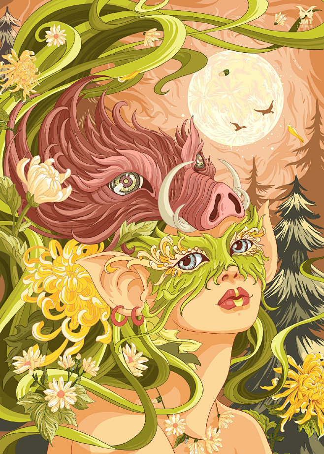 《生肖花语人物篇》插画合集|健美糖
