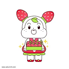 卡通插画手绘草莓小绵羊