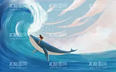 卡通海洋幻想  - 源文件下载【酷图网】卡通,海洋,海水,鲸鱼,海浪,玩耍
