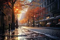 夜幕下的城镇街道规划