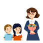 教师节学生给老师送花手绘卡通元素