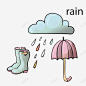 下雨了高清素材 可爱鞋子 手绘 水桶鞋 雨伞 元素 免抠png 设计图片 免费下载