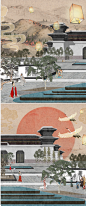 2023ps国风建筑景观效果图psd素材竞赛古风景观效果图PSD分层素材