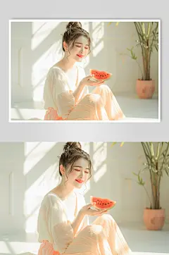 AI数字艺术夏季居家女生人物摄影图-众图网