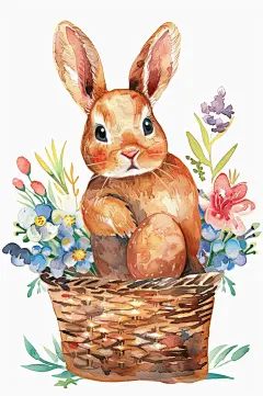 AI数字艺术复活节卡通兔子插画-众图网