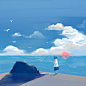 【晚风】温暖的晚风，轻轻吹过-老狼孩（Laowen）_laowen,晚风_涂鸦王国插画