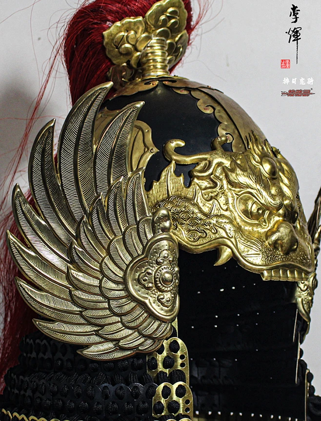明制大汉将军之寒铁金麒麟凤翅明盔 铠甲头盔 汉服-淘宝网-花瓣网