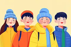 扁平化欢乐青年五四青年节人物插画
