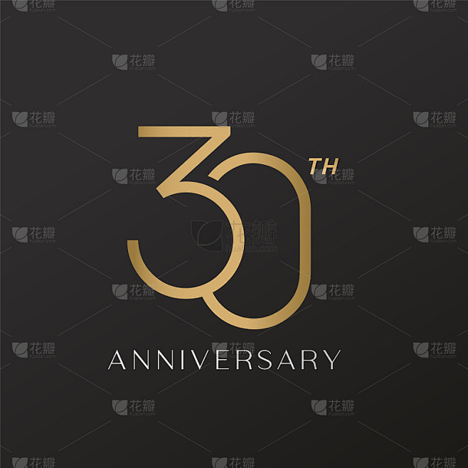 30周年庆典标志与优雅的数字金光设计