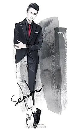 #jjseason插画# #season时尚插画# ----- Happy birthday to 靖王王凯kkw?? O绅士帅气 低调男神王凯@北坤人素材