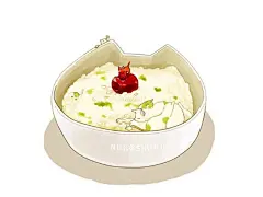 小猫咪与美食的二次元插画图片