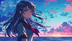高清桌面壁纸以动漫《青春猪头少年不会梦到兔女郎学姐》中的樱岛麻衣为特色，捕捉了她迷人的气质和魅力。