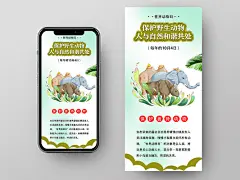 绿色卡通保护野生动物人与自然和谐共处世界动物日手机海报