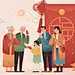 845中国牛年2021年手绘新年年夜饭年货节插画海报AI矢量EPS素材-淘宝网