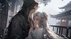 Midjourney国风双人情侣插画｜关键词尝试❗️