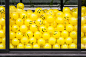 Ball.Room. / 2016 : I have created 65 different well-known as well as new emojis that have been put on 2015 yellow inflatable beach balls using 14 character sets of different typefaces. Then I filled up a room with these yellow balls.Every visitor can tak