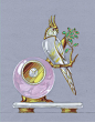 private label crystal cockatoo clock. Not jewelry, but similar in style