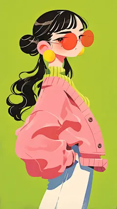 扁平风 | 人物插画 | OOTD春日穿搭 - 小红书