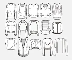 服装手稿 上衣设计 &gt;  服装 设计15款手绘上衣 款式 ai
