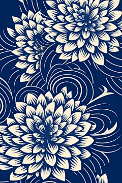 青花瓷拼花插画绘画